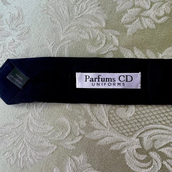 Authentic Christian Dior Parfums CD Uniform Black Silk Skinny Tie 2" Wide - Picture 1 of 4